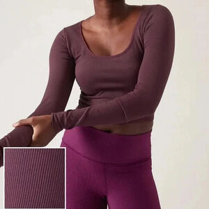 Athleta Plum Long Sleeve Crop Top